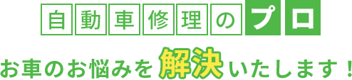 自動車修理のプロ お車のお悩みを解決いたします！